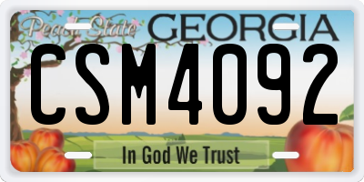 GA license plate CSM4092
