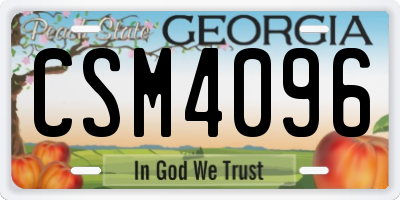 GA license plate CSM4096