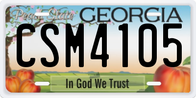 GA license plate CSM4105