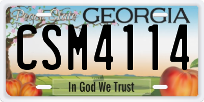 GA license plate CSM4114