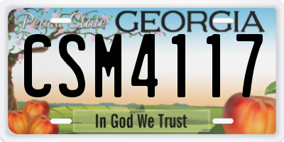 GA license plate CSM4117