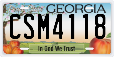 GA license plate CSM4118