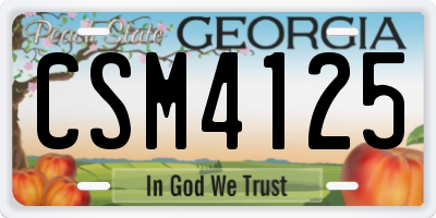GA license plate CSM4125