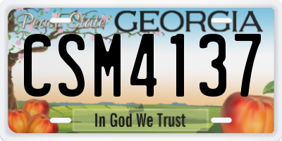 GA license plate CSM4137