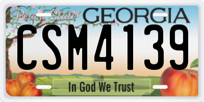 GA license plate CSM4139