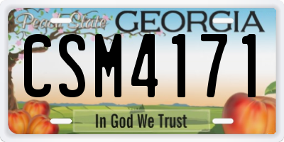 GA license plate CSM4171