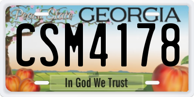 GA license plate CSM4178