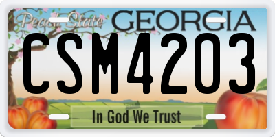 GA license plate CSM4203