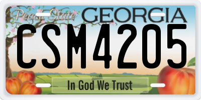 GA license plate CSM4205