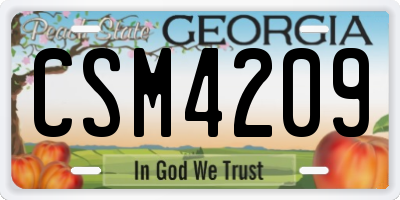 GA license plate CSM4209