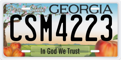 GA license plate CSM4223