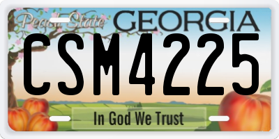 GA license plate CSM4225