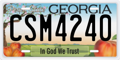 GA license plate CSM4240