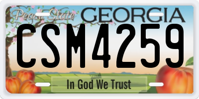 GA license plate CSM4259
