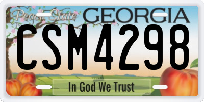 GA license plate CSM4298
