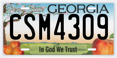 GA license plate CSM4309
