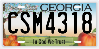 GA license plate CSM4318