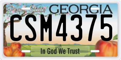 GA license plate CSM4375