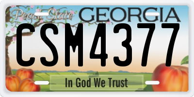 GA license plate CSM4377