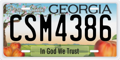 GA license plate CSM4386