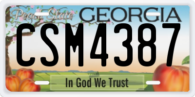 GA license plate CSM4387