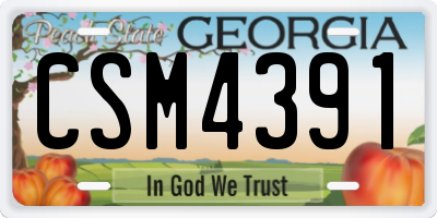 GA license plate CSM4391