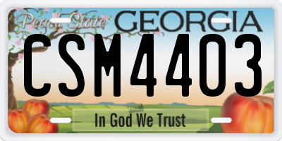 GA license plate CSM4403