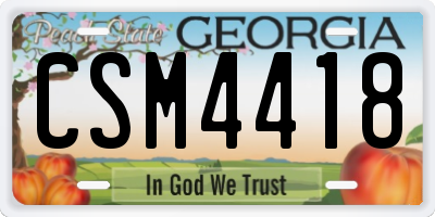 GA license plate CSM4418