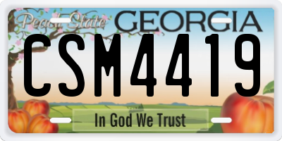 GA license plate CSM4419
