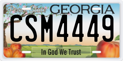 GA license plate CSM4449