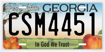 GA license plate CSM4451