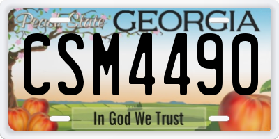GA license plate CSM4490