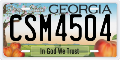 GA license plate CSM4504