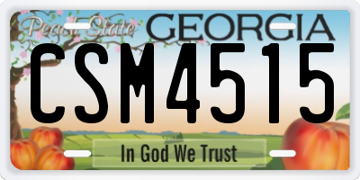 GA license plate CSM4515
