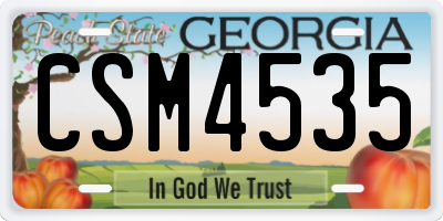 GA license plate CSM4535