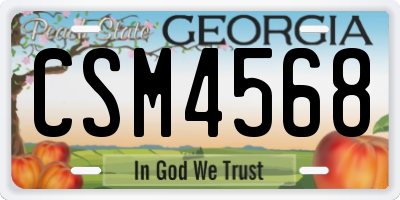 GA license plate CSM4568