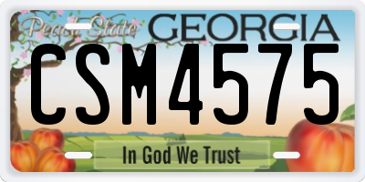 GA license plate CSM4575