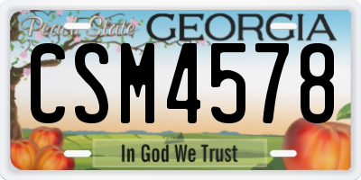 GA license plate CSM4578