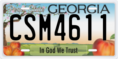 GA license plate CSM4611