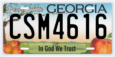 GA license plate CSM4616