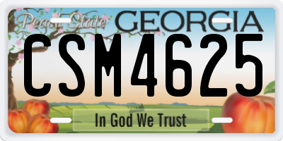 GA license plate CSM4625