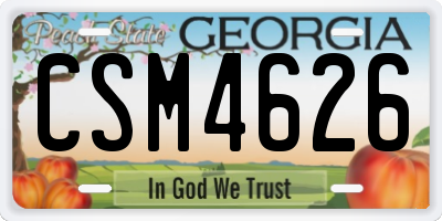 GA license plate CSM4626