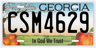 GA license plate CSM4629