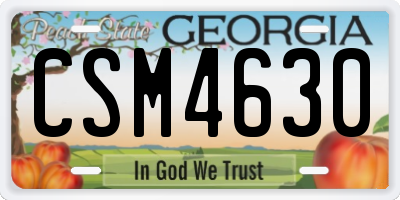 GA license plate CSM4630