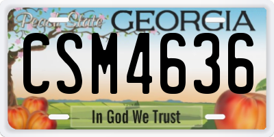 GA license plate CSM4636
