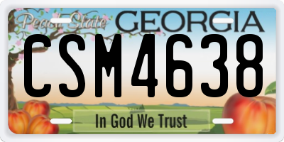 GA license plate CSM4638