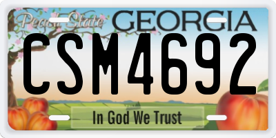 GA license plate CSM4692