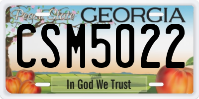 GA license plate CSM5022