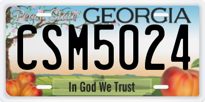 GA license plate CSM5024
