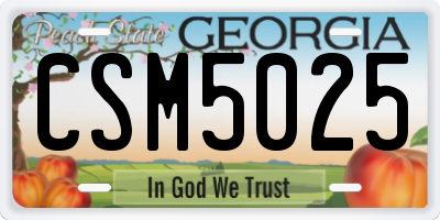 GA license plate CSM5025